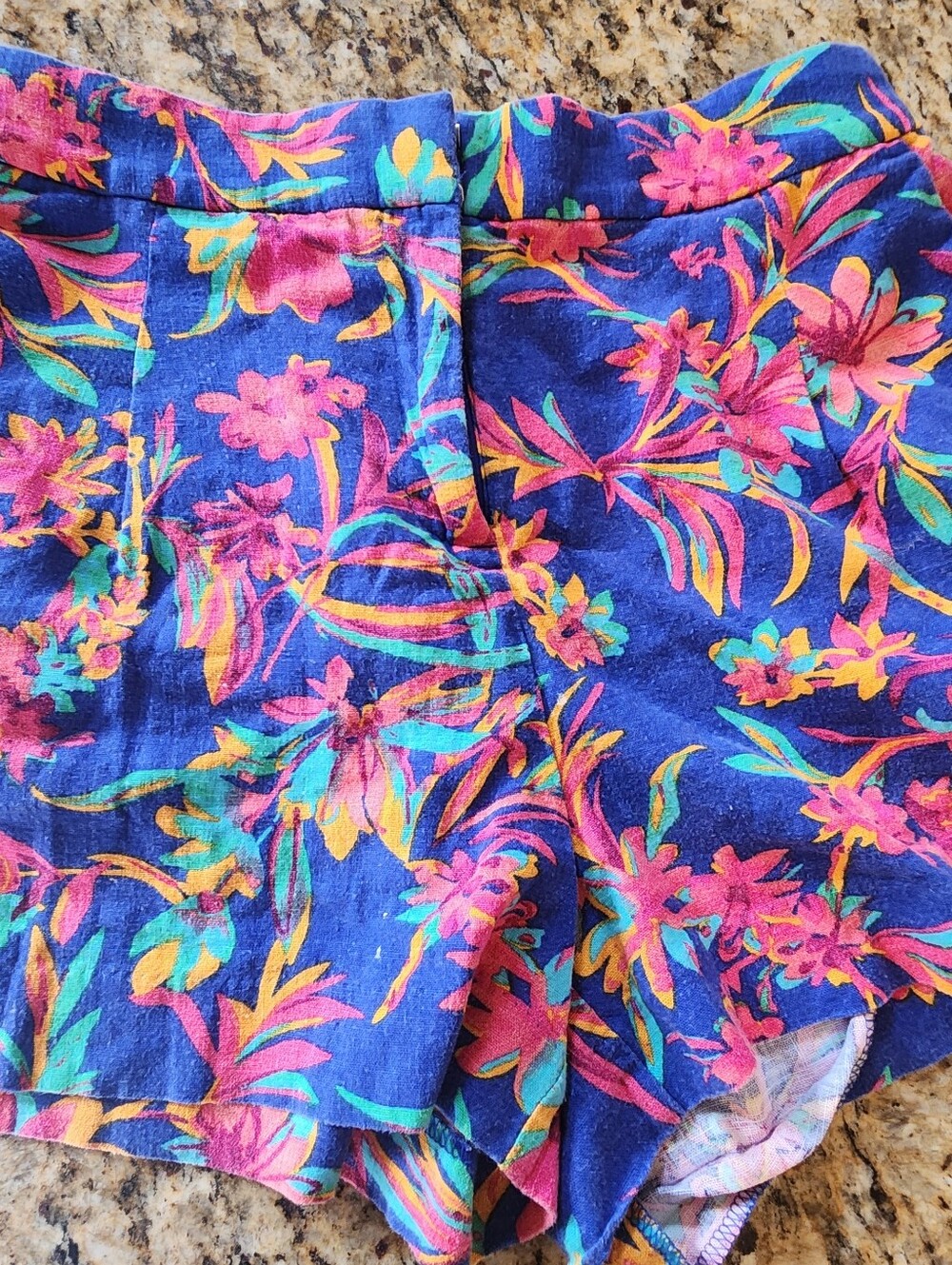 J. Crew Floral High-Waist Shorts — Navy, Pink, Teal, Yellow